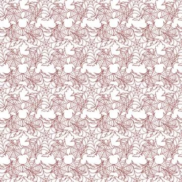 Halloween vector seamless pattern with web and bat Illustrazione stock