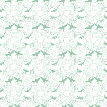 Halloween vector seamless pattern with web and bat Stock Illustration