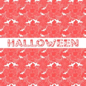 Halloween vector seamless pattern with web and bat Illustrazione stock