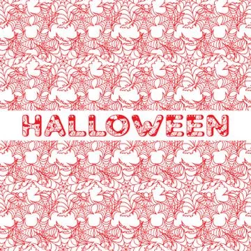 Halloween vector seamless pattern with web and bat Stock Illustration