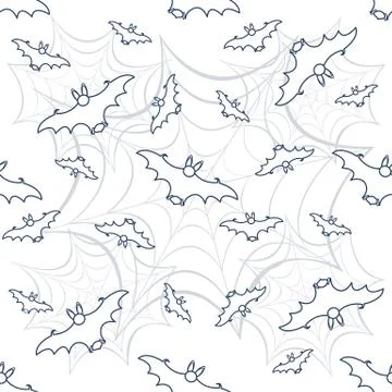 Halloween vector seamless pattern with web and bat 스톡 일러스트