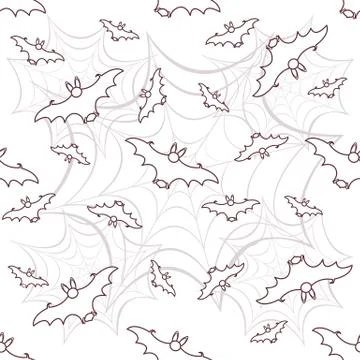 Halloween vector seamless pattern with web and bat Illustrazione stock