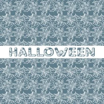 Halloween vector seamless pattern with web and bat Illustrazione stock