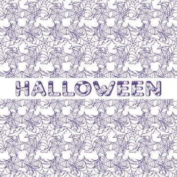 Halloween vector seamless pattern with web and bat Stock Illustration