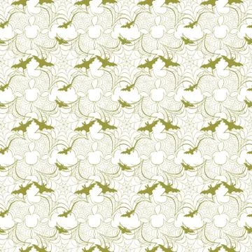 Halloween vector seamless pattern with web and bat Stock Illustration