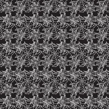 Halloween vector seamless pattern with web and bat Stock Illustration