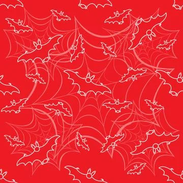 Halloween vector seamless pattern with web and bat Illustrazione stock