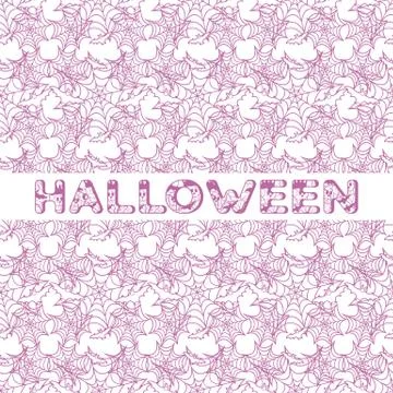 Halloween vector seamless pattern with web and bat Illustrazione stock