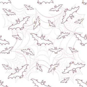 Halloween vector seamless pattern with web and bat Stock Illustration
