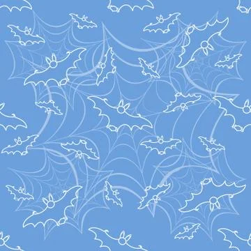 Halloween vector seamless pattern with web and bat Illustrazione stock