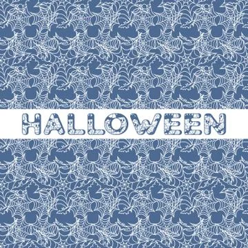 Halloween vector seamless pattern with web and bat Illustrazione stock