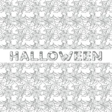 Halloween vector seamless pattern with web and bat Stock Illustration