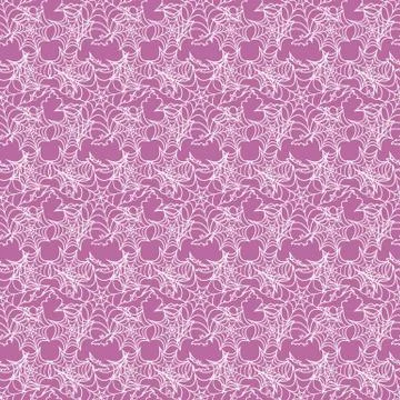 Halloween vector seamless pattern with web and bat Stock Illustration