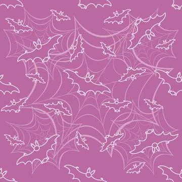 Halloween vector seamless pattern with web and bat Illustrazione stock
