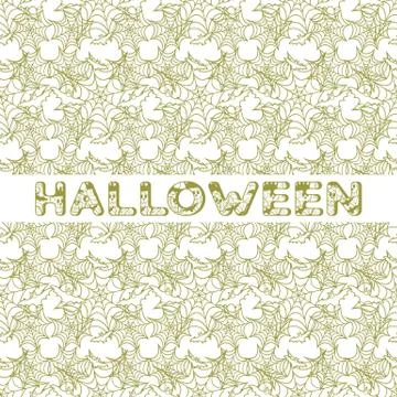 Halloween vector seamless pattern with web and bat Stock Illustration