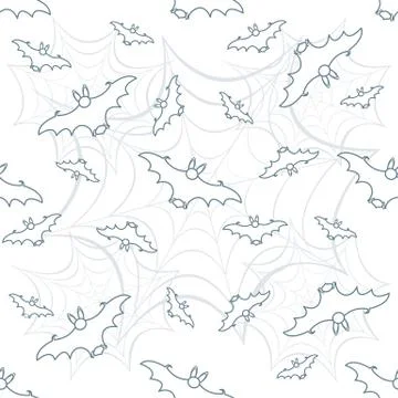 Halloween vector seamless pattern with web and bat Illustrazione stock