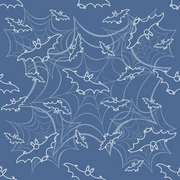 Halloween vector seamless pattern with web and bat Illustrazione stock