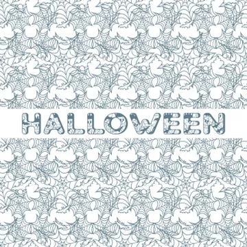 Halloween vector seamless pattern with web and bat 스톡 일러스트