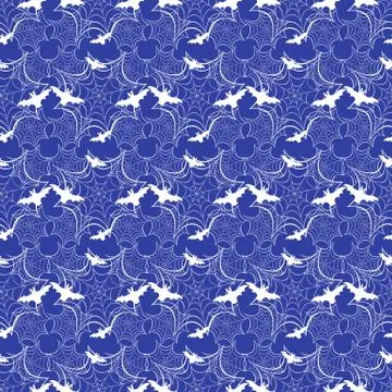 Halloween vector seamless pattern with web and bat Illustrazione stock