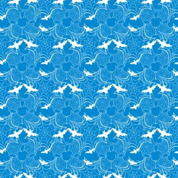 Halloween vector seamless pattern with web and bat 스톡 일러스트