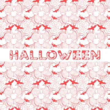 Halloween vector seamless pattern with web and bat Illustrazione stock