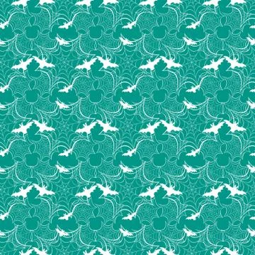 Halloween vector seamless pattern with web and bat 스톡 일러스트
