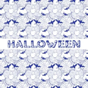 Halloween vector seamless pattern with web and bat Stock Illustration