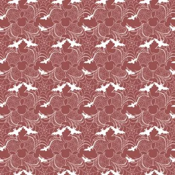 Halloween vector seamless pattern with web and bat Stock Illustration