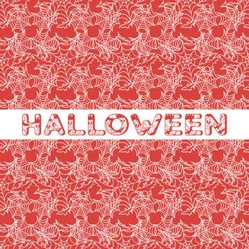 Halloween vector seamless pattern with web and bat Illustrazione stock