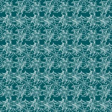 Halloween vector seamless pattern with web and bat Illustrazione stock