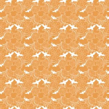 Halloween vector seamless pattern with web and bat Stock Illustration