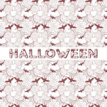 Halloween vector seamless pattern with web and bat Stock Illustration