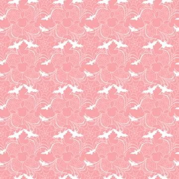 Halloween vector seamless pattern with web and bat Stock Illustration