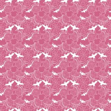 Halloween vector seamless pattern with web and bat Stock Illustration