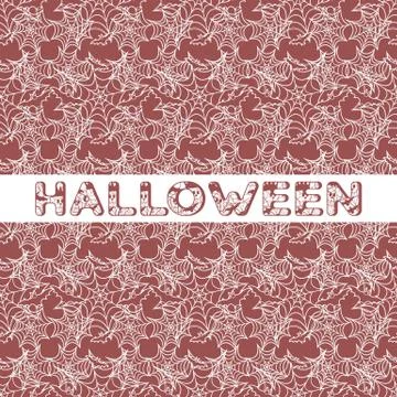 Halloween vector seamless pattern with web and bat Illustrazione stock