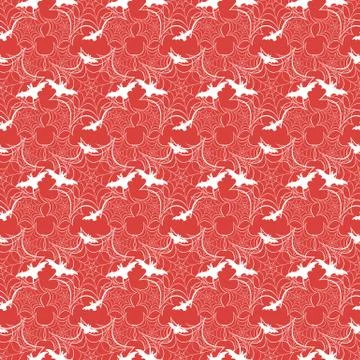 Halloween vector seamless pattern with web and bat Stock Illustration