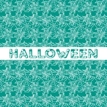 Halloween vector seamless pattern with web and bat Stock Illustration
