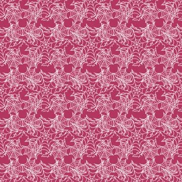 Halloween vector seamless pattern with web and bat Stock Illustration