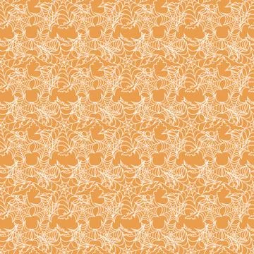 Halloween vector seamless pattern with web and bat Illustrazione stock