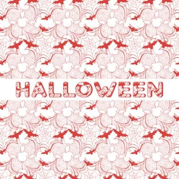 Halloween vector seamless pattern with web and bat Illustrazione stock
