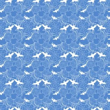 Halloween vector seamless pattern with web and bat イラスト素材