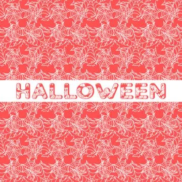 Halloween vector seamless pattern with web and bat Stock Illustration