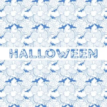 Halloween vector seamless pattern with web and bat Illustrazione stock