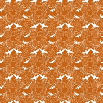 Halloween vector seamless pattern with web and bat 스톡 일러스트