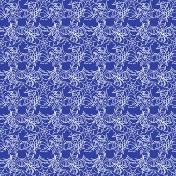 Halloween vector seamless pattern with web and bat Stock Illustration
