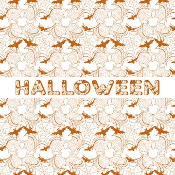 Halloween vector seamless pattern with web and bat Illustrazione stock