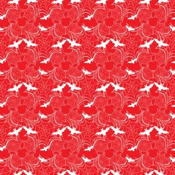 Halloween vector seamless pattern with web and bat 스톡 일러스트