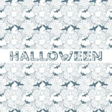 Halloween vector seamless pattern with web and bat 스톡 일러스트