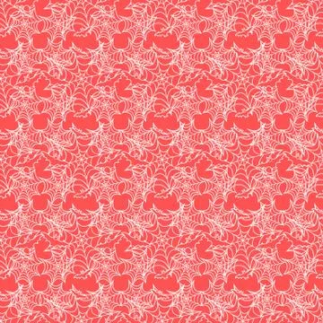 Halloween vector seamless pattern with web and bat Stock Illustration