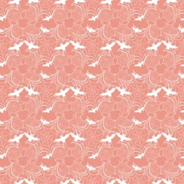 Halloween vector seamless pattern with web and bat Stock Illustration